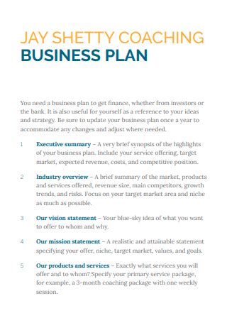 sample coaching business plan.